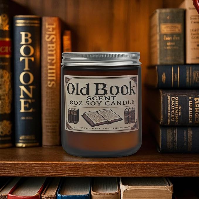 Old Book Candle, Book Lovers Gifts Ideas for Readers, Reading Accessories, Bookish Present, Birthday Gifts for Women, Bookworm, Librarian, Men