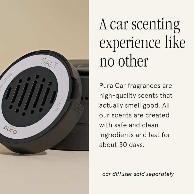 Pura Car Scent Refill - Fragrance for Pura Car Diffuser - Clean & Safe Luxury Diffuser Scent - Long-Lasting Fragrance for 30 Days of Aroma - Salt