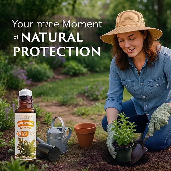 Mine Citronella Oil Roll On - 100% Natural Citronella Essential Oil for Skin, Roller for Outdoor Camping, Hiking, Picnics, Travel