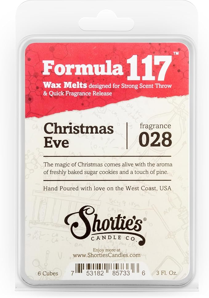 Shortie's Candle Company Christmas Premium Wax Melts Variety 3 Pack - 9 Oz., Strong & Long Lasting, Non-Toxic - Made with Essential & Natural Oils - Formula 117