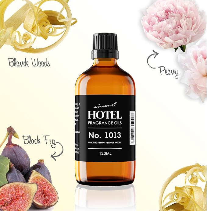 AirScent Hotel Diffuser Oil No. 1013 - Black Fig Peony Blonde Woods - Hotel Scent Dupe - Premium Fragrance Oil for Ultrasonic and Waterless Diffusers and Crafting - 30 mL, 1 fl oz Glass Bottle