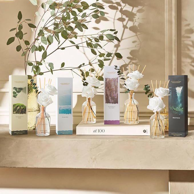 COCORRÍNA Reed Diffuser - Eucalyptus Lavender Scent, 6.76 fl oz Essential Oil with 8 Reed Sticks - Home Fragrance for Bedroom Bathroom Shelf Décor