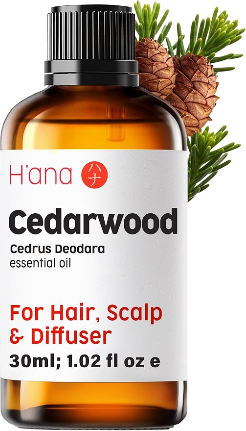 H'ana Cedarwood Oil - 1.02 Fl Oz Cedarwood Essential Oil for Hair, Skin, Diffuser, Aromatherapy & DIY