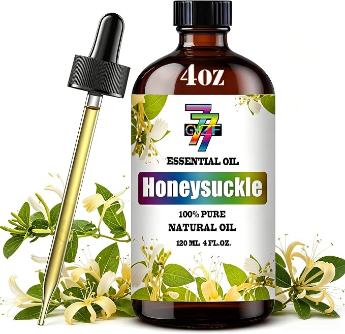 Honeysuckle Essential Oil, Honeysuckle Oils, for Diffuser, DIY Candles, Soap, Humidifier, Home, Gift, Essential Oil, GV77ZF Honeysuckle Fragrance Oil - 4 fl oz (120 ml)