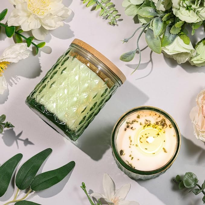 MATAHUM 2 Pack Eucalyptus & Mint Scented Candles for Home Decor, 6.5oz Natural Soy Wax Aromatherapy Jar Candles, Eucalyptus and Mint Candle for Relaxing, Birthday Housewarming Giftable for Women