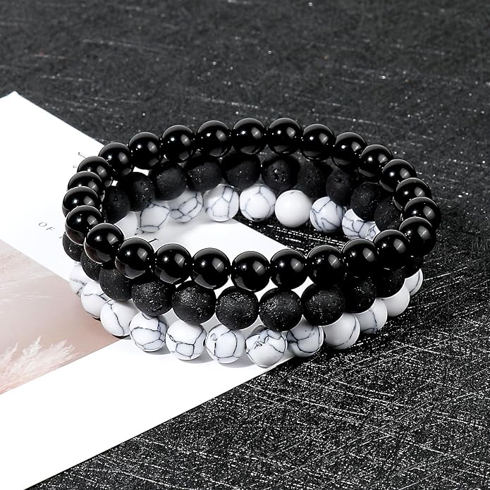 ONESING 2-12 Pcs Chakra Bracelets for Women Rock 7 Chakras Crystals and Healing Stones Bracelets 8mm Crystal Bracelets Yoga Beaded Bracelets for Women Men Essential Oil Diffuser