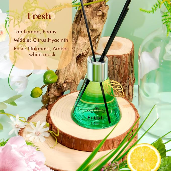 Azulfra Reed Diffuser Set, Fresh Scented Diffuser for Home, Home Fragrance Scent Essential Oil Stick Diffuser for Room Shelf Decor, 3.4 oz