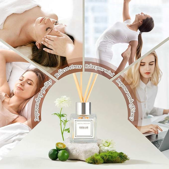 Reed Diffuser Set, 1.7 oz Scent Diffuser with Sticks, OrangeBlossom Scent for Bathroom Accessories Shelf Decor, Air Fresheners for Home, Home Fragrance Products, House Office Room Decor Aesthetic