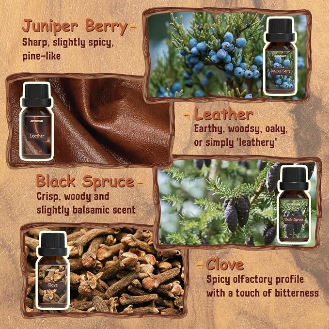 ARVIDSSON Woody Essential Oils Set, Wood Fragrance Oils Gift Set, 12 x 10ml Woodsy Essential Oil for Diffuser - Cedarwood, Sandalwood, Pine, Cypress, Frankincense, Juniper Berry, Clove and More