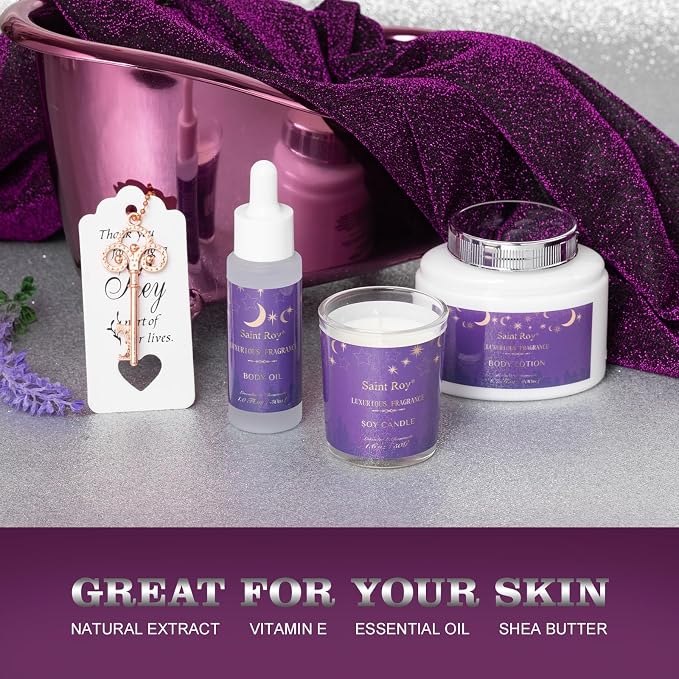 Spa Gift Basket Bath Basket Spa Kit Spa Gifts for Women, Bath and Body Basket Set 10pcs Self Care Kit Lavender Scent Birthday Gifts Skin Care Set, Christmas Gifts, Beauty kits Bridal Shower