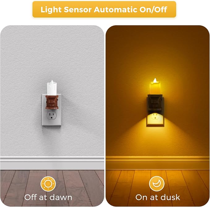 L LOHAS LED Night Light,[2-Pack] Flameless Candle Night Light with 3 Lighting Model, Dusk to Dawn Sensor,0-100LM Brightness Dimmable,Amber Light,Vintage Nightlight for Adults Hallway Bedroom