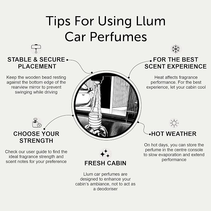 Llum Wild Berries Hanging Car Air Freshener – Luxury Automotive Perfume Diffuser 10ml (0.34 fl oz), Long-Lasting Fragrance, Alcohol-Free Non-Toxic Scent, Glass Bottle With Wood Cap & AC Vent Clip