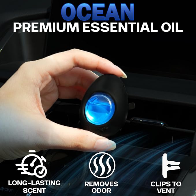 Air Jungles Car Air Freshener Vent Clip 3 Count (Pack of 2), Ocean Scent, 4 ml Each, Long-Lasting Car Odor Eliminator, Easy Clip-On Design, Up to 180 Days Freshness for Cars, Trucks, and SUVs