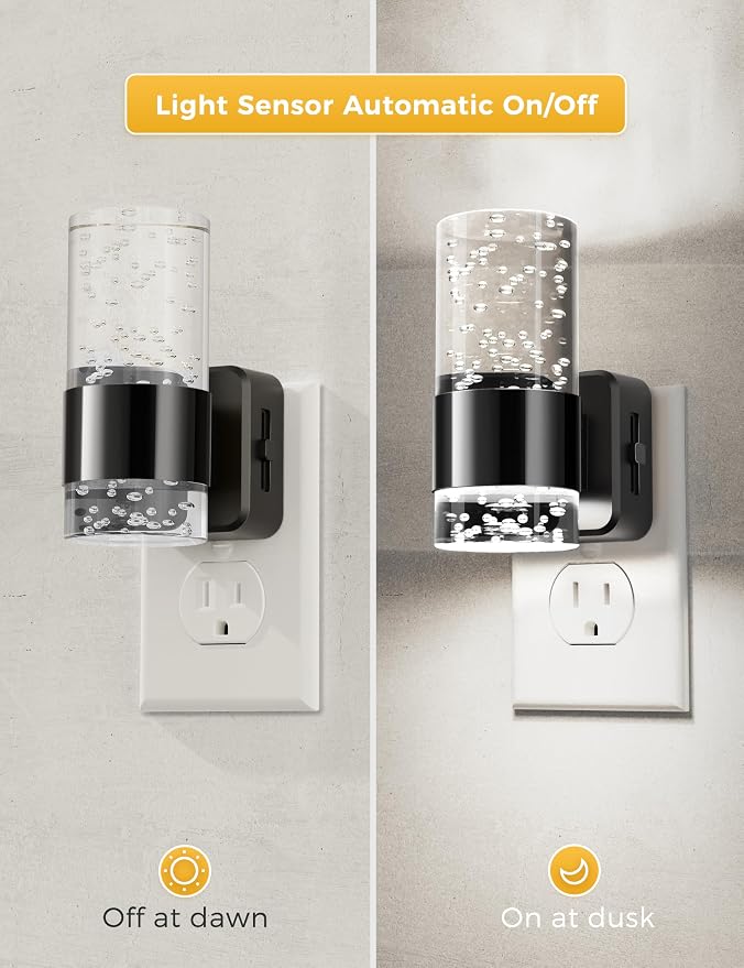 L LOHAS LED Night Light,Dimmable Night Lights Plug into Wall, Acrylic Nightlights with 0-100 LM Adjustable Brightness, 5000K Plug in Night Light with Dusk to Dawn Sensor, for Bathroom Hallway