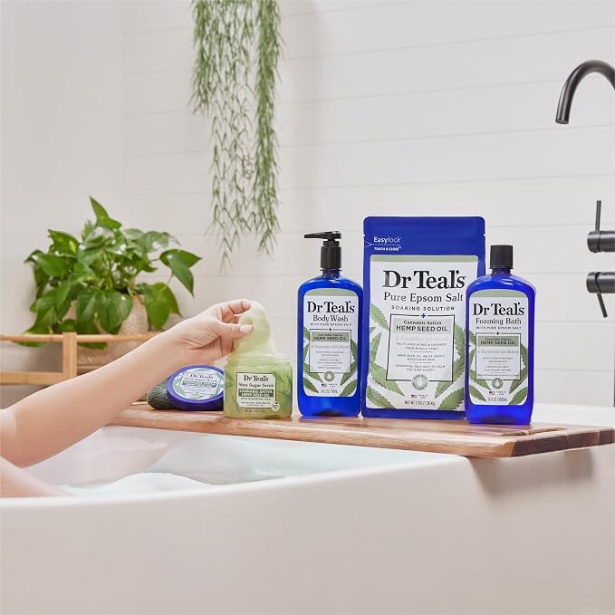 Dr Teal's Body Wash with Pure Epsom Salt, Cannabis Sativa Hemp Seed Oil, 24 fl oz (Pack of 2)