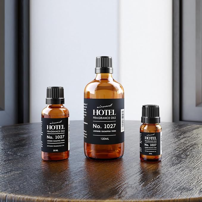 AirScent Hotel Diffuser Oil No. 1027 Inspired by The Hyatt Zen Hotel Scent - Premium Fragrance Oil for Ultrasonic and Waterless Diffusers and Crafting - 120 mL, 4 fl oz Glass Bottle with Dropper