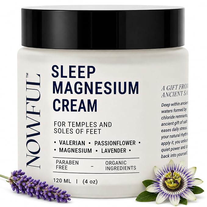 Magnesium Night Cream with Magnesium Chloride, Valerian Root, Passionflower & Lavender - Nourishing Body Balm with Organic Shea Butter for Your Evening Ritual - Made in USA, Women-Owned