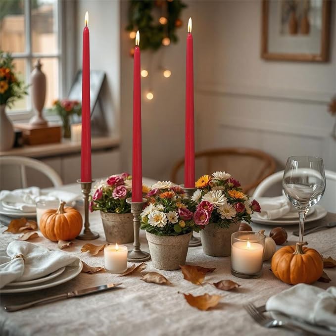 Red Taper Candle Dripless Candlesticks - Gedengni 12inch Unscented Candles Long Candle Sticks Christmas Tapered Candles for Home Party Wedding Restaurant Holiday Decor,8D4PC-RED