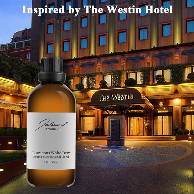 JCLOUD Luminous White Dew Essential Oil Inspired by Westin Hotel | Hotel Scent - Pure Aromatherapy Diffuser Oil with Orange and Lily of the Valley, Home Luxury & Hotel Scents for Diffuser - 100mL