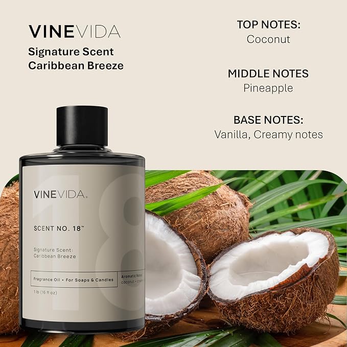VINEVIDA [16oz] Caribbean Breeze Fragrance Oil for Candle Making and Soap Making - Premium Candle Scents for Soy Candles