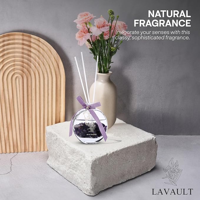 Lavault Reed Diffusers for Home Fragrance Scented - Fragrance Diffusers - Gift Set for Women - Essential Oil for Aromatherapy - Room Aroma Fresheners - Scent Diffuser for Home - Rose Ebony Aroma