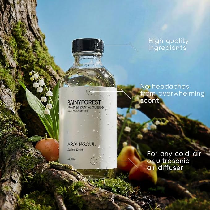 Hotel Diffuser Oil RainyForest Scent - Premium Fragrance Oil for Ultrasonic and Waterless Diffuser - 120 mL, 4 fl oz