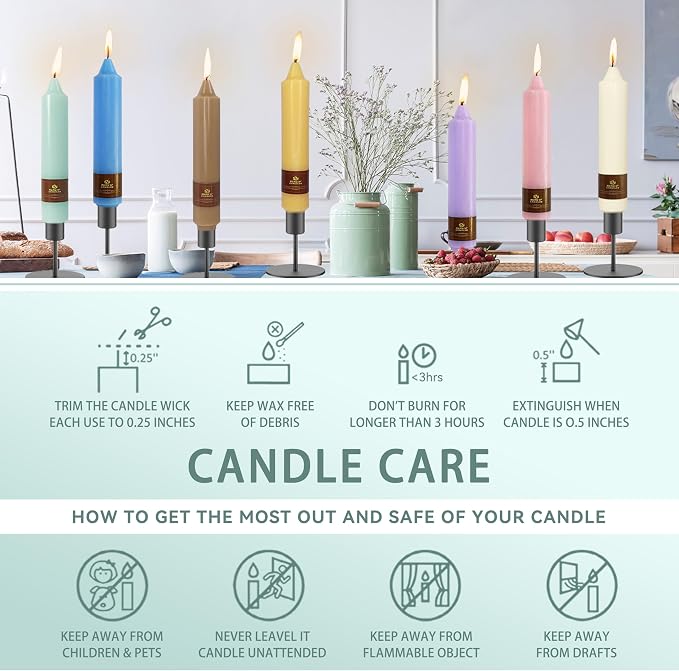 Mint Green Short Taper Candle 7 Inch Candlesticks Unscented Dripless Tapered Candle Set for Home Decor Wedding Party Dinner Candles