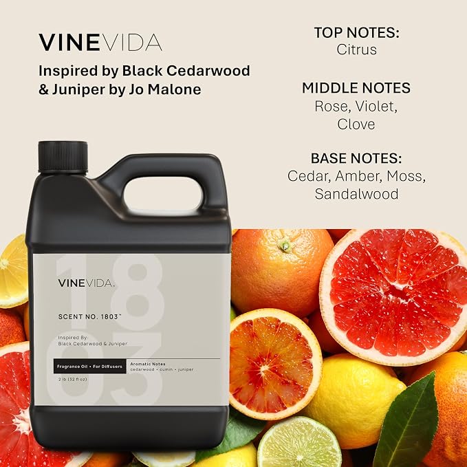 VINEVIDA [32 Oz] Inspired by: Black Cedarwood & Juniper; Diffuser Oil Refill | Premium Scent Diffuser Oil for Home | Non-Toxic Fragrance