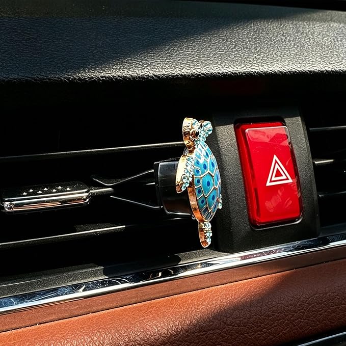4pcs Cute Sea Turtles Car Air Vent Diffuser – Clip-On Fragrance Air Freshener for Cars with Replaceable Refills, Adorable Animal Car Vent Clip for SUV & Truck (Blue Green, Ocean)
