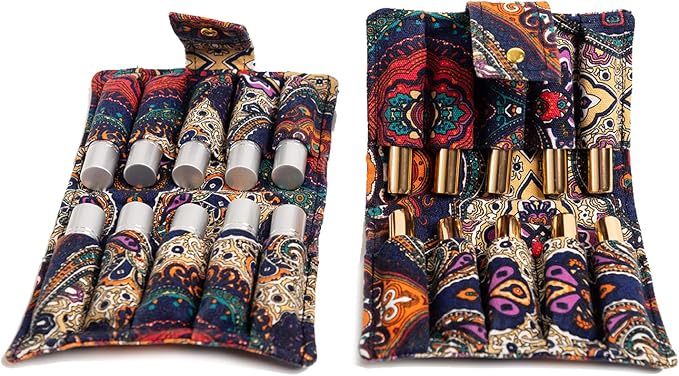 Essential Oil Purse Canvas Oil Pouch Storage Bag 10-bottle 5ml-10ml Perfume Bottle Oil Travel Bag Nail Polish Bag