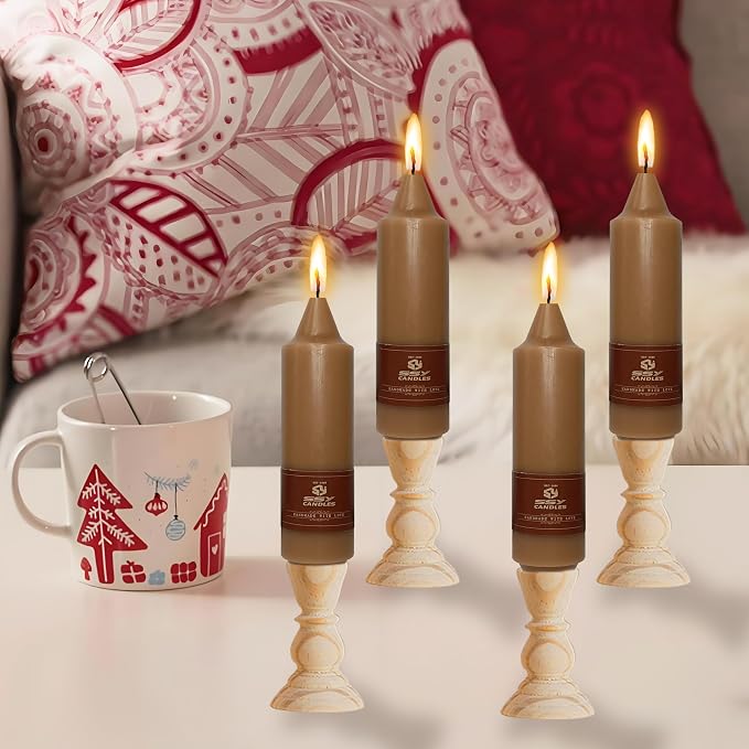 4 PCS Short Taper Candles Brown Candle Tapers Candle Sticks 5 inch for Dinner Household Wedding Party Home Décor Candles