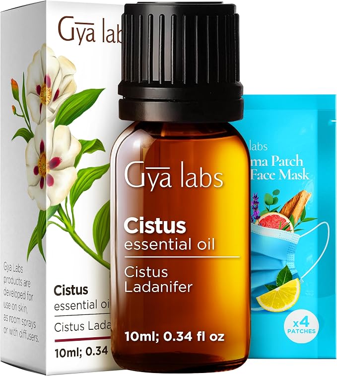 100% Pure Cistus Essential Oil - 0.34 Fl Oz - Cistus Oil for Hair, Skin, Diffuser, Aromatherapy & DIY Candle Making Scent