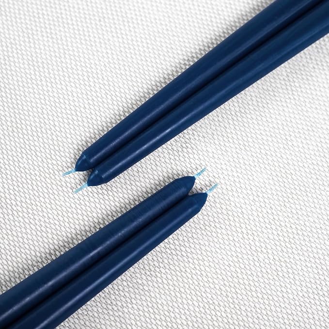 CANDWAX 10 Inch Taper Candles Set of 4 - Dripless and Unscented Candlesticks - Perfect for Dinner and Christmas - Dark Blue