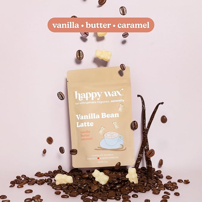 Happy Wax Vanilla Lovers Collection: Natural, Non-Toxic Scented Soy Wax Melts – Total 6oz Variety Pack: Vanilla Bean Latte, Vanilla Sugar, Vanilla Sandalwood
