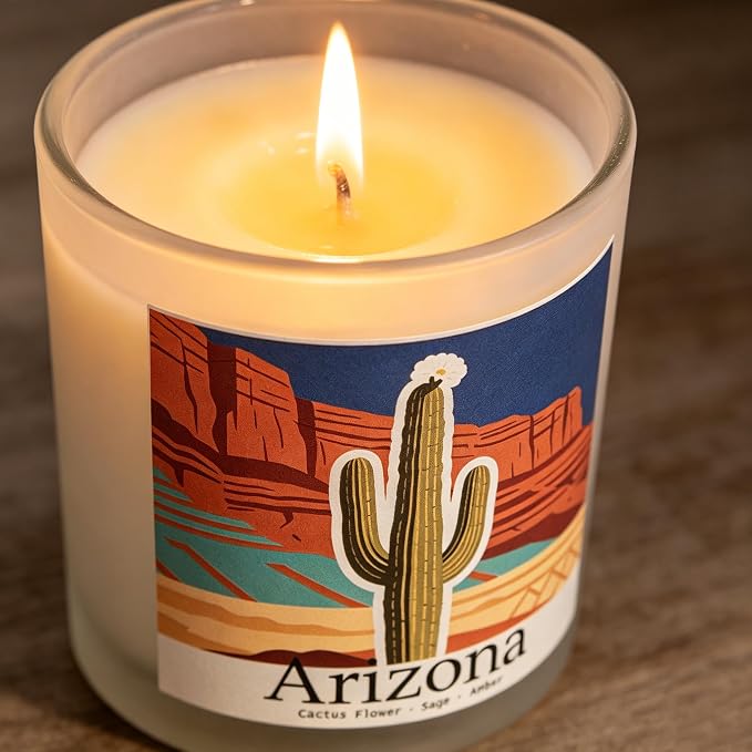 Arizona Dawn Scented Candle, Cactus Flower & Sage & Amber, Arizona Gifts, Arizona Souvenirs, Arizona Decor, Cactus Gifts, 100% Soy Wax, 7OZ