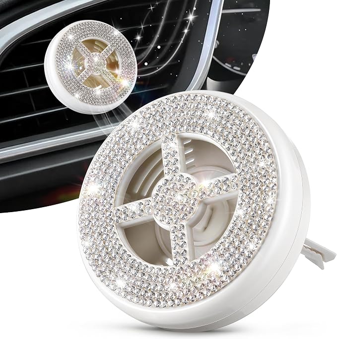 1 Pack Car Fragrance Holder Compatible with Bath & Body Works Refills (Not Included), Air Freshener Vent Clip or Visor Clip, Refillable Scent Holder, Easy to Open Car Diffuser (Diamond White)