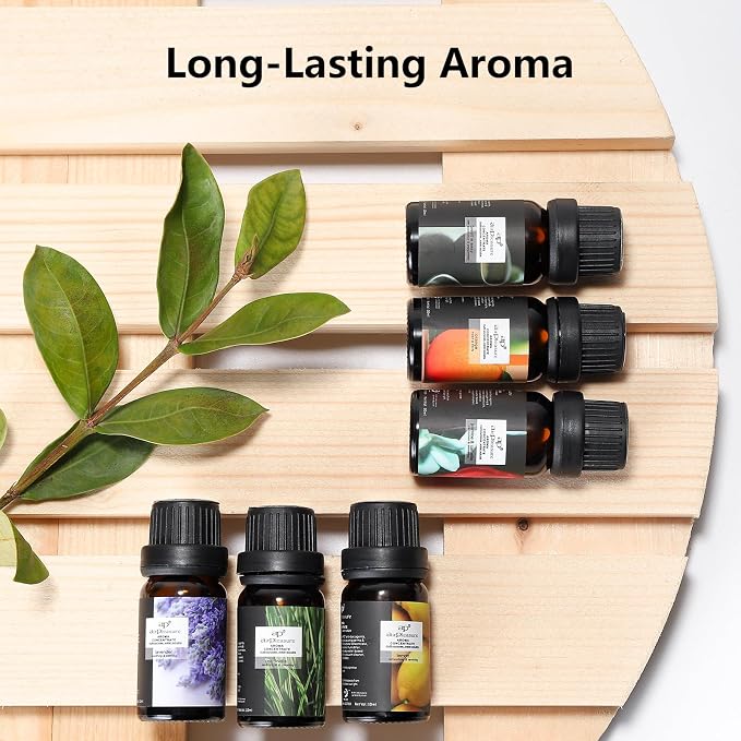 Refresh Essential Oils Set, 6x10ml Fragrance Oils Kit for Diffuser, Humidifier, Aromatherapy, Air Purifier - Orange, Breathe Easy, Citronella, Jasmine & Camellia, Lemon, Lavender