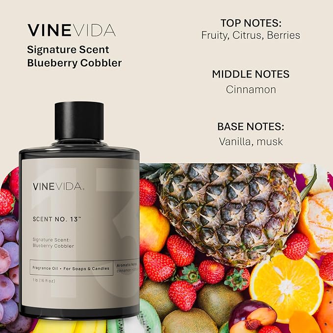 VINEVIDA 16oz Blueberry Cobbler Candle Fragrance - USA Made Natural Scent for Candle and Soap