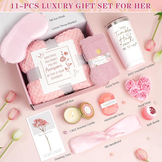 Mother‘s Day Gifts for Mom Wife Grandma, Self Care Gifts Get Well Soon Gift Baskets, Relaxing Spa Gift Basket for Mother's Day, Birthday Gift for Women Mom Her Best Friends Sister Wife