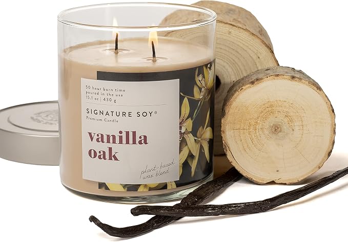 Signature Soy Lidded Vanilla Oak Scented Candle Large Jar
