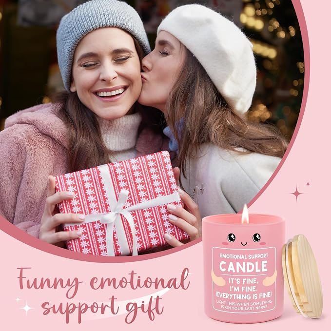 Funny Emotional Support Candle 10Oz, Cheer Up/Stress Relief/Self Care Gifts for Friends Sister Coworker Mom Wife, It's Fine I'm Fine Everything Is Fine Encouragement Scented Candles for Women