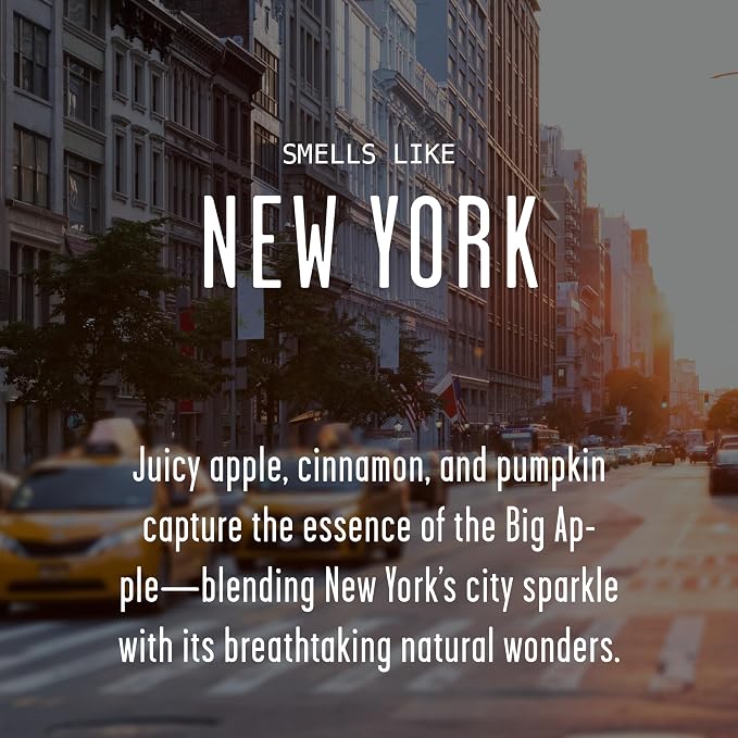 New York Gifts, New York Decor for Home - 'There's No Place Like New York Candle, w/Juicy Apple, Cinnamon & Pumkin I New York Souvenirs I New York State Gifts I 9oz Jar, 50Hr Burn, USA Made