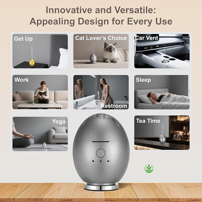Orbby Scent Diffuser Starter Kit | Portable Small Desk Diffuser for Office: Electric Incense Device, Cordless Pet Safe Air Freshener for Home – Flameless (Gold with 1g Agarwood Pellets)