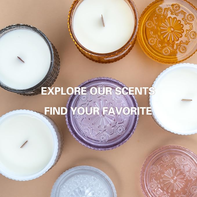 Natural Wood Candle Wick Soy Wax Candle - 19.4oz/550g, Long-Lasting Scented Candle for Sleep & Relaxation, Multi-Color Glass Decorative Jar, Gift for Women (White Gardenia)