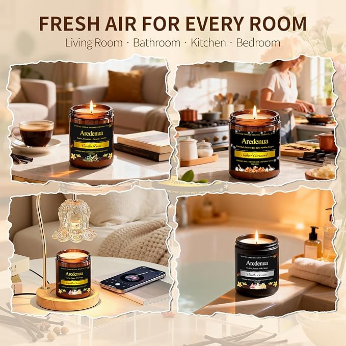 Salted Caramel Candle | Odor Eliminating Candles - 7oz Soy Candles for Home, Warm Sweet Aroma Relaxing Home Scented Candles, Aromatherapy Candle Gift for Women & Men