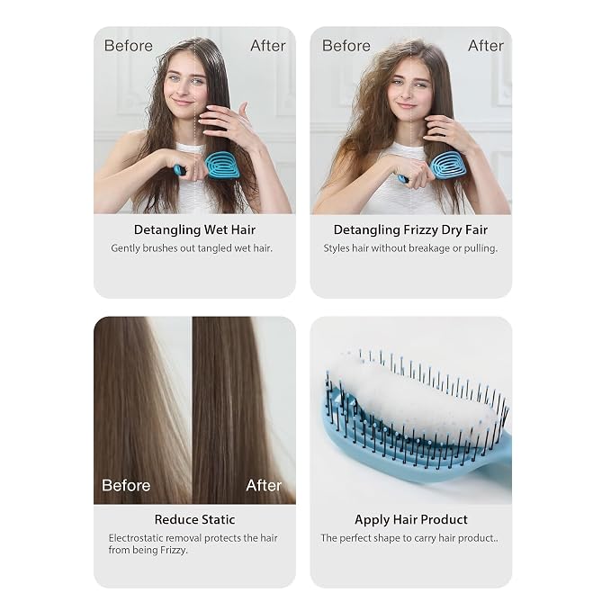 NuWay® C Brush® Scalp Care Detangling Hair Brush – Gentle Scalp Massage & Easy Detangling for Wet or Dry Hair, Everyday Hairbrush for Healthy Looking Hair (Classic Green)