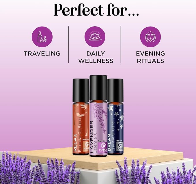 Roll on Essential Oils for Sleep - Aromatherapy Essential Oils Sets Variety Pack with Lavender Relax and Dream Sleep Essential Oil Roll Ons - Fun & Cute Wellness Gift for Young Women Teens & Girls