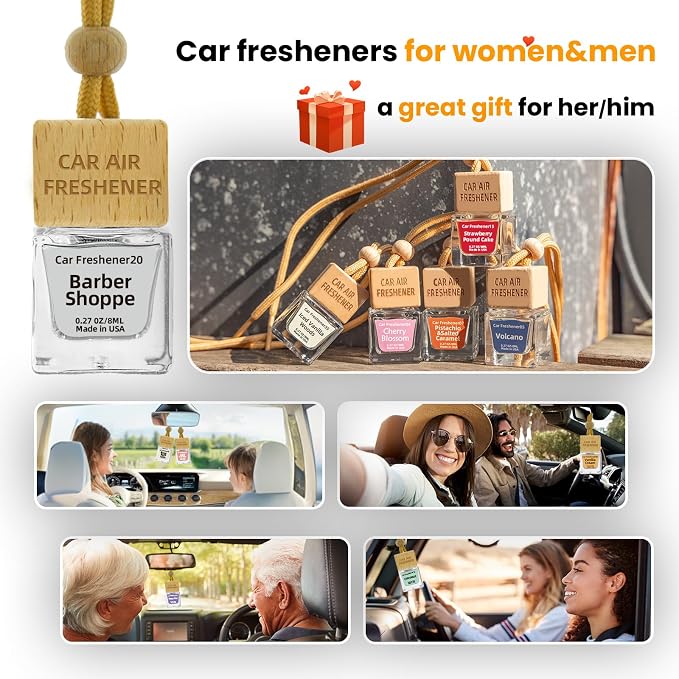 Car Air Freshener Hanging Diffuser – Long-Lasting Essential Oil Scent (Up to 60 Days) – Non-Toxic & Eco-Friendly – 2-Pack Auto Fresheners Made in USA