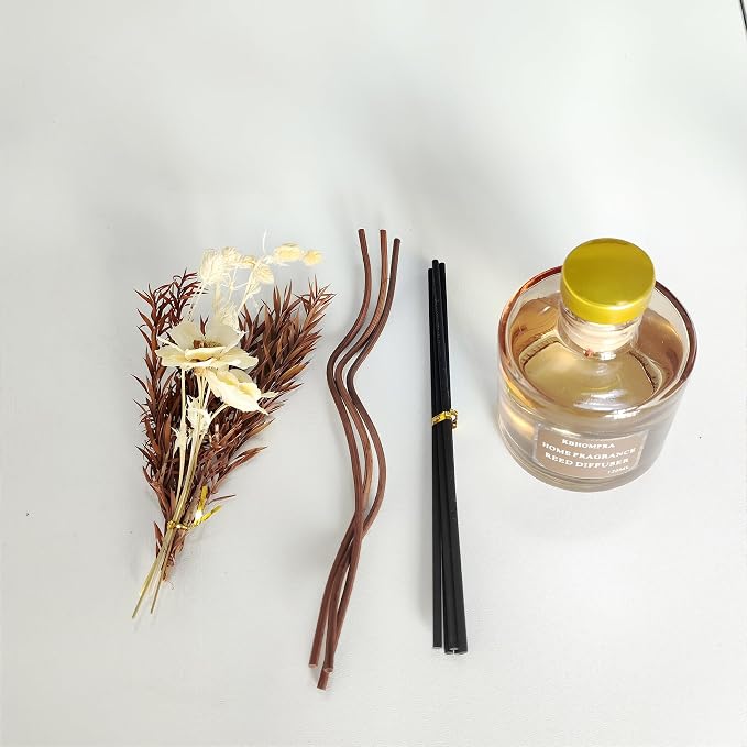 Reed Diffuser with Dried Flowers, Jasmine Cedar Sandalwood Scent, 4.06 fl oz, Glass, 120ml, Long Lasting Home Fragrance (Cedar)
