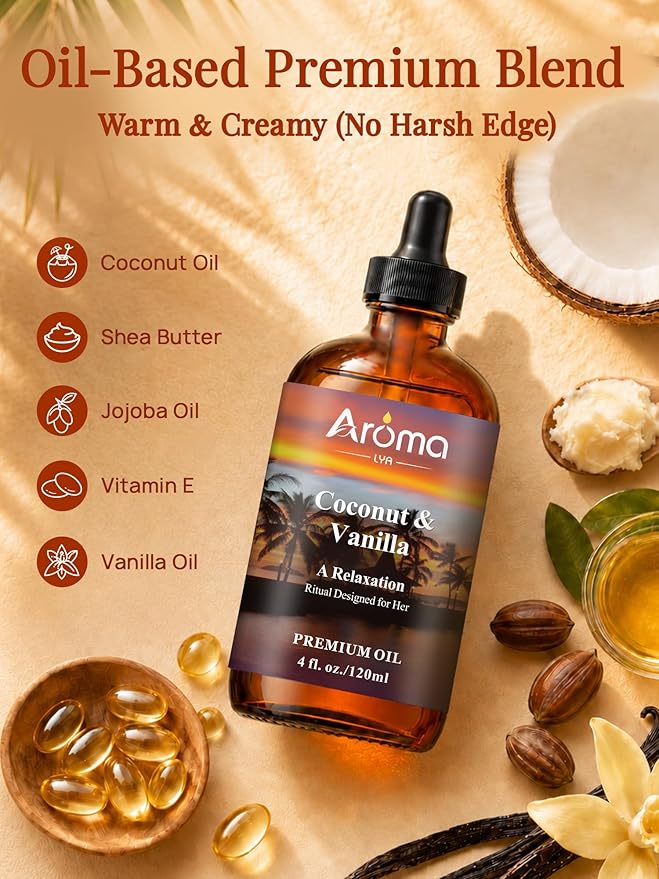 Coconut Vanilla Fragrance Oil, 4 Fl Oz | Scented Oil for Home Diffusers, Aromatherapy, DIY Soap